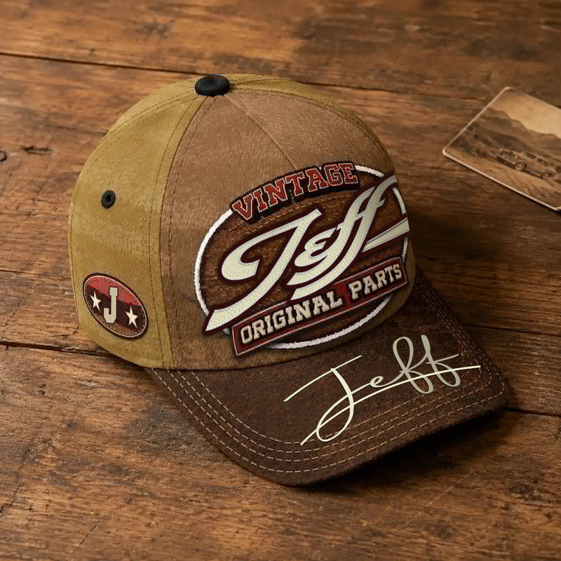 JEFF TC02 HH79  Personalized Name Baseball Cap, Vintage Retro Hat, Custom Gift for Him & Her