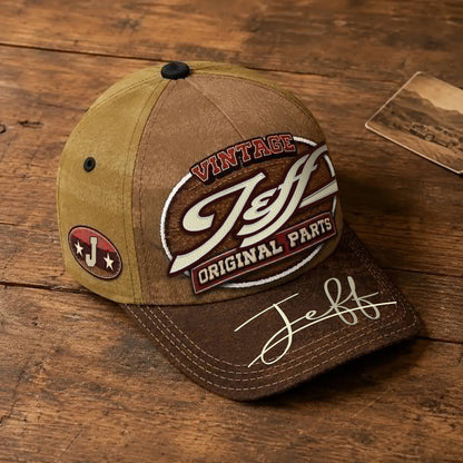 JEFF TC02 HH79  Personalized Name Baseball Cap, Vintage Retro Hat, Custom Gift for Him & Her