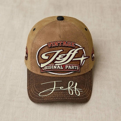 JEFF TC02 HH79  Personalized Name Baseball Cap, Vintage Retro Hat, Custom Gift for Him & Her