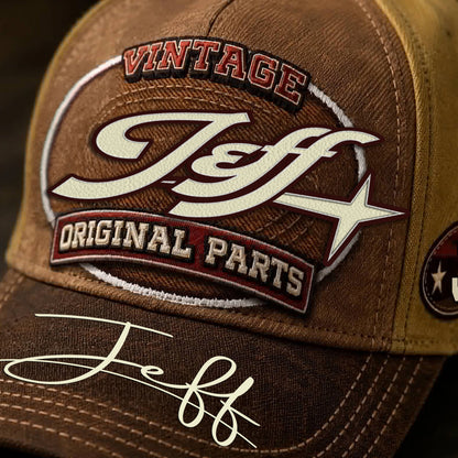 JEFF TC02 HH79  Personalized Name Baseball Cap, Vintage Retro Hat, Custom Gift for Him & Her