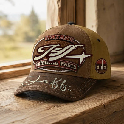 JEFF TC02 HH79  Personalized Name Baseball Cap, Vintage Retro Hat, Custom Gift for Him & Her