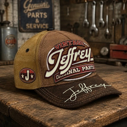 JEFFREY TC02 HH79  Personalized Name Baseball Cap, Vintage Retro Hat, Custom Gift for Him & Her