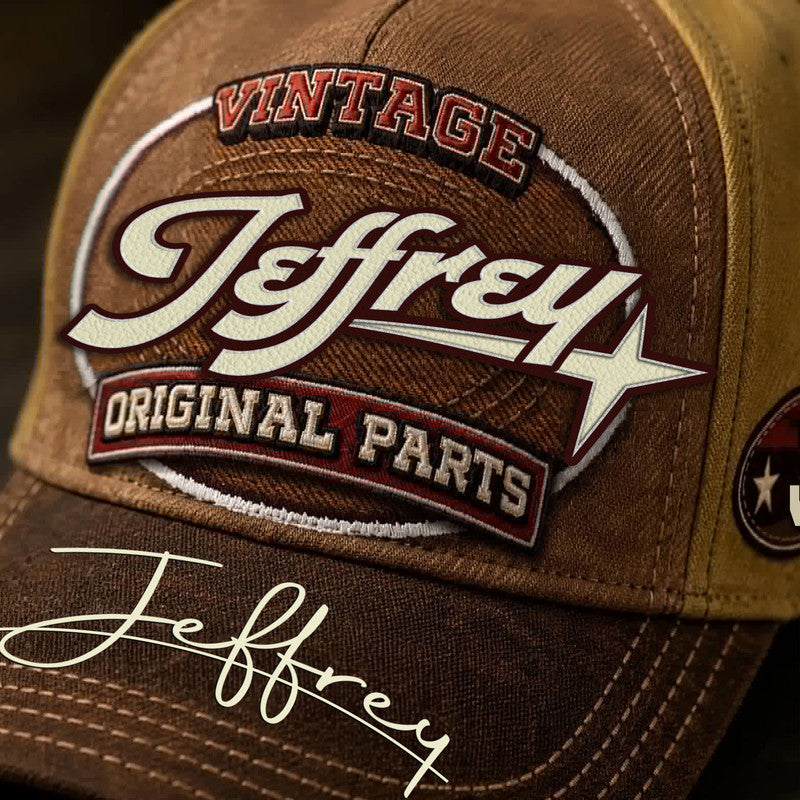 JEFFREY TC02 HH79  Personalized Name Baseball Cap, Vintage Retro Hat, Custom Gift for Him & Her