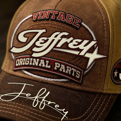 JEFFREY TC02 HH79  Personalized Name Baseball Cap, Vintage Retro Hat, Custom Gift for Him & Her