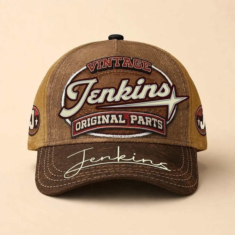 JENKINS TC02 HH79  Personalized Name Baseball Cap, Vintage Retro Hat, Custom Gift for Him & Her