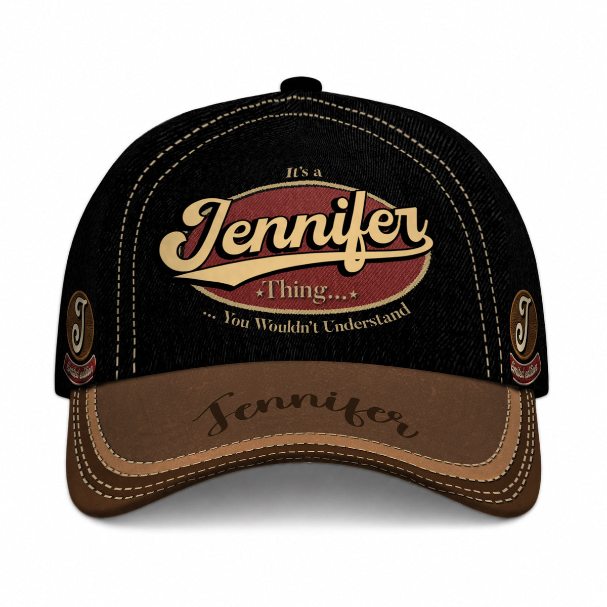 JENNIFER  TC06 HH79 Personalized Distressed Baseball Cap, Custom Retro Trucker Hat, Statement Dad Cap