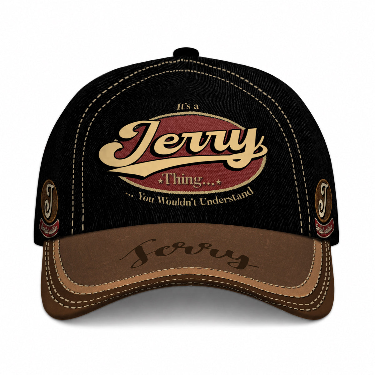 JERRY  TC06 HH79 Personalized Distressed Baseball Cap, Custom Retro Trucker Hat, Statement Dad Cap