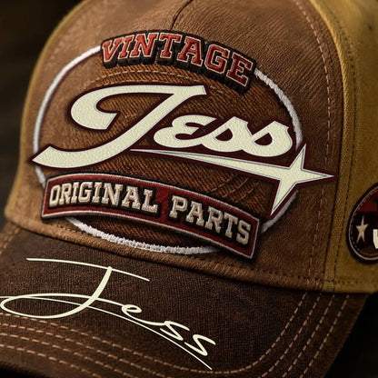 JESS TC02 HH79  Personalized Name Baseball Cap, Vintage Retro Hat, Custom Gift for Him & Her