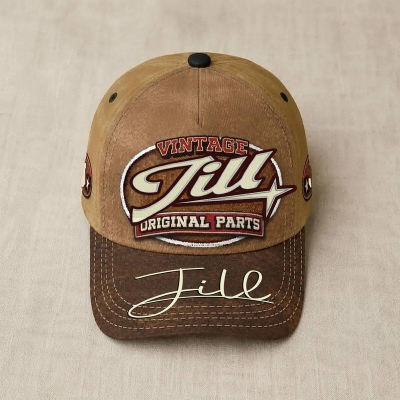 JILL TC02 HH79  Personalized Name Baseball Cap, Vintage Retro Hat, Custom Gift for Him & Her