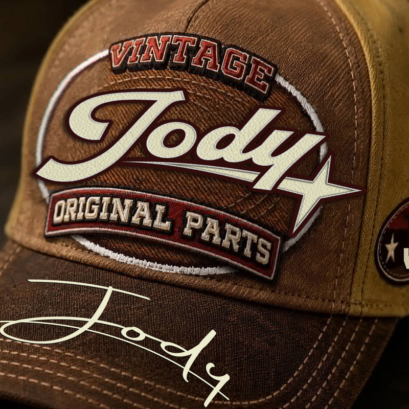 JODY TC02 HH79  Personalized Name Baseball Cap, Vintage Retro Hat, Custom Gift for Him & Her
