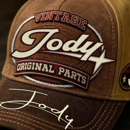 JODY TC02 HH79  Personalized Name Baseball Cap, Vintage Retro Hat, Custom Gift for Him & Her