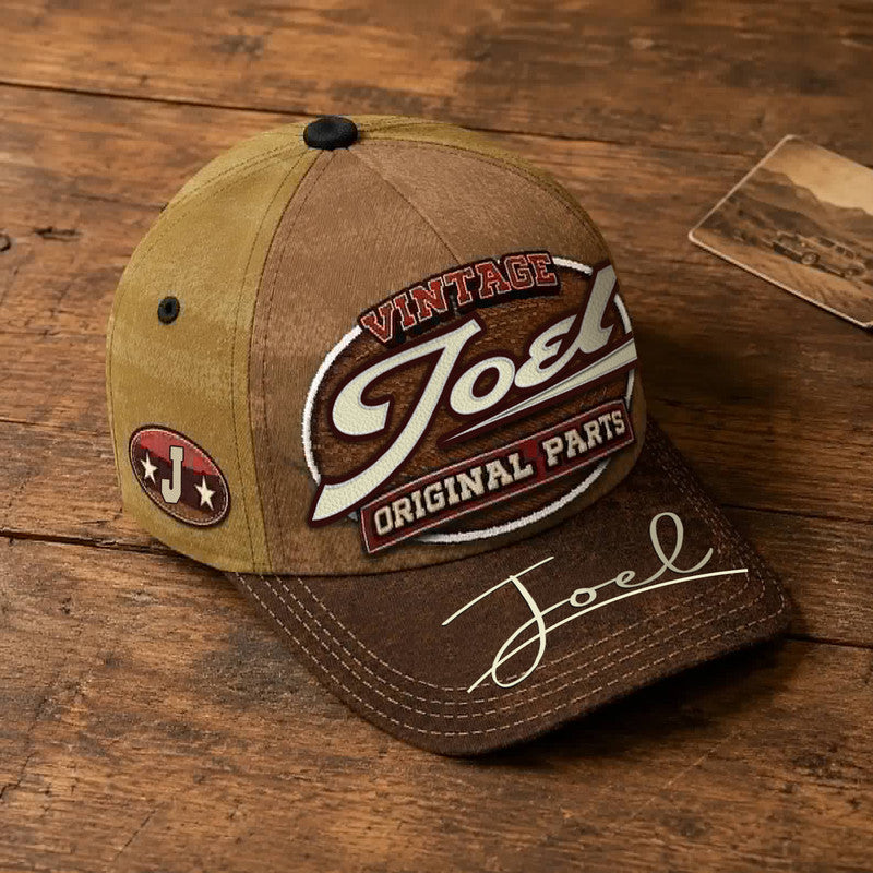 JOEL TC02 HH79  Personalized Name Baseball Cap, Vintage Retro Hat, Custom Gift for Him & Her