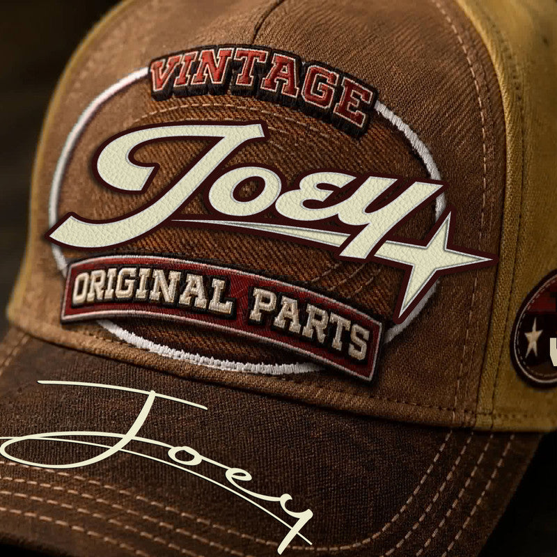 JOEY TC02 HH79  Personalized Name Baseball Cap, Vintage Retro Hat, Custom Gift for Him & Her