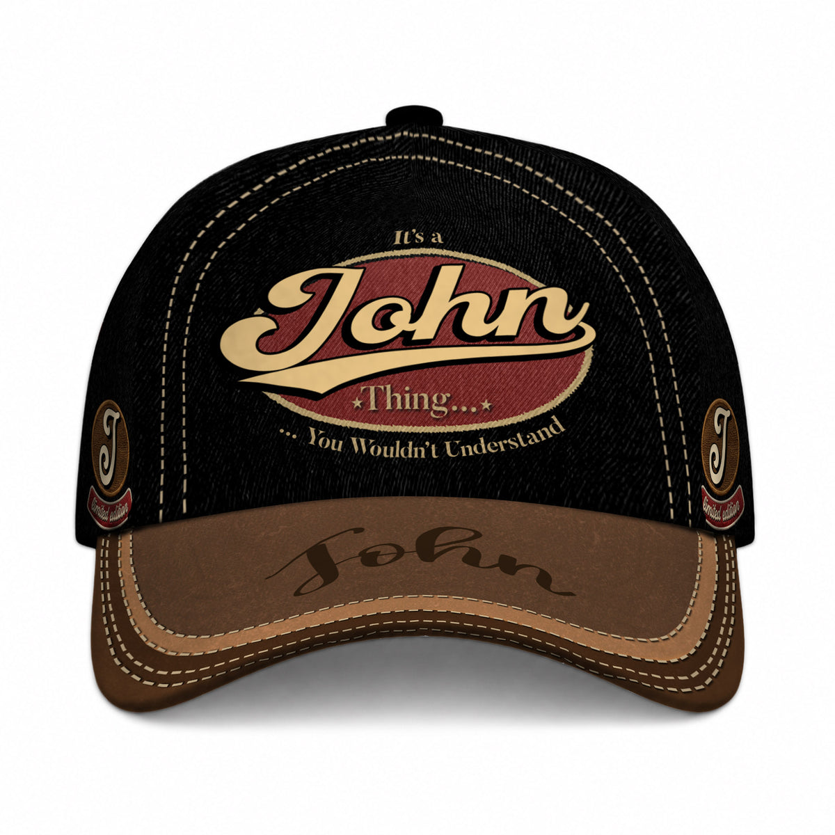 JOHN  TC06 HH79 Personalized Distressed Baseball Cap, Custom Retro Trucker Hat, Statement Dad Cap
