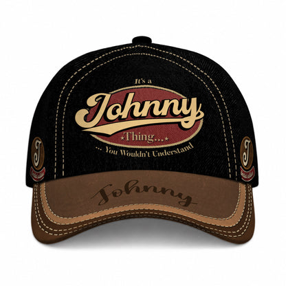 JOHNNY  TC06 HH79 Personalized Distressed Baseball Cap, Custom Retro Trucker Hat, Statement Dad Cap