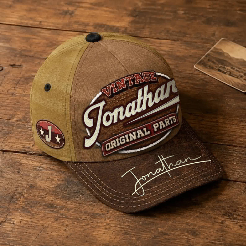 JONATHAN TC02 HH79  Personalized Name Baseball Cap, Vintage Retro Hat, Custom Gift for Him & Her