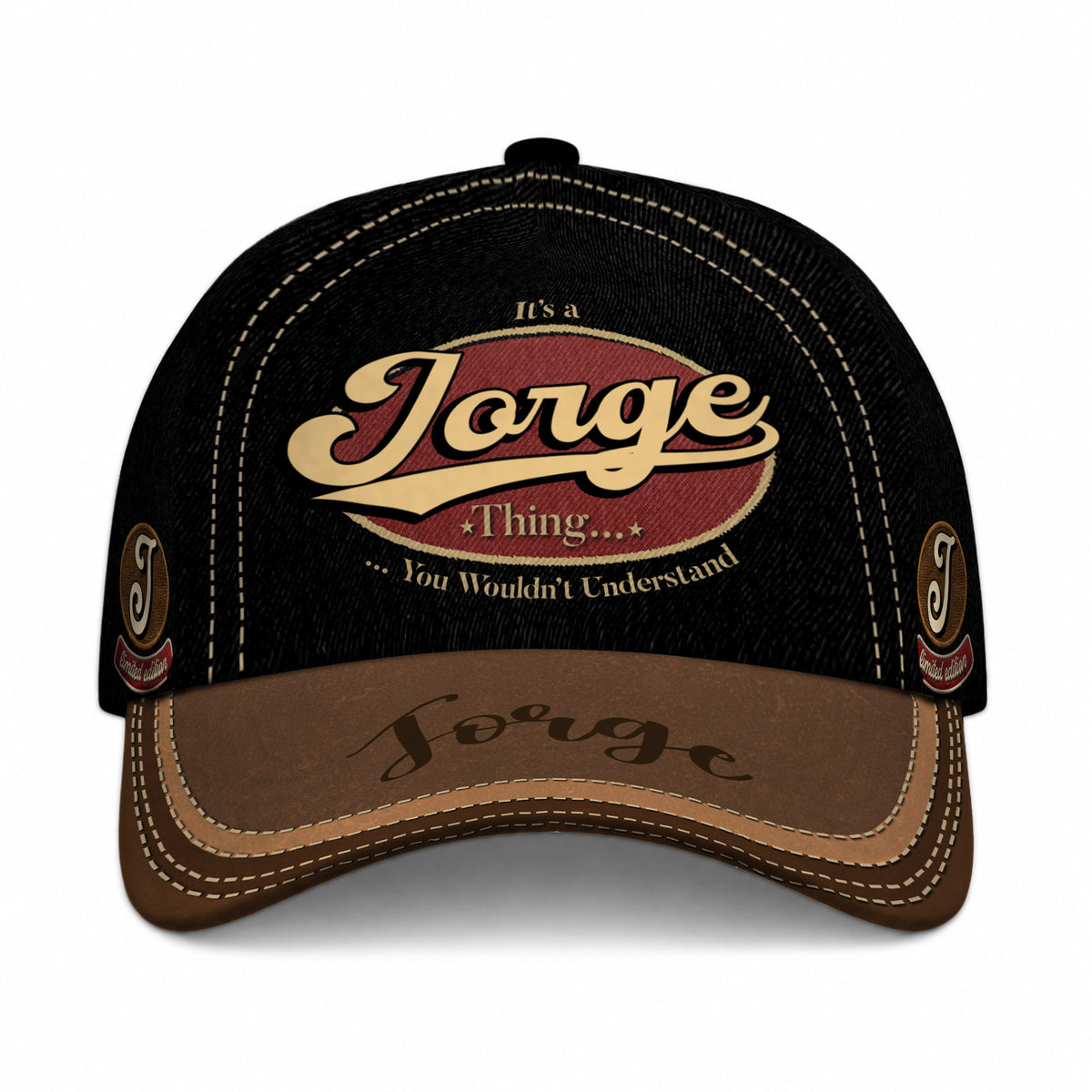 JORGE  TC06 HH79 Personalized Distressed Baseball Cap, Custom Retro Trucker Hat, Statement Dad Cap