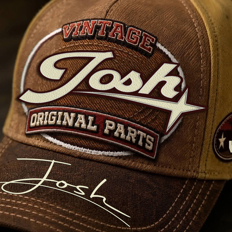 JOSH TC02 HH79  Personalized Name Baseball Cap, Vintage Retro Hat, Custom Gift for Him & Her