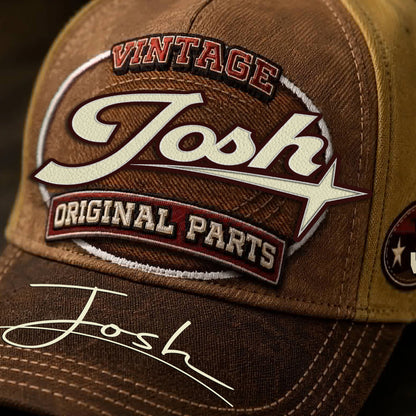 JOSH TC02 HH79  Personalized Name Baseball Cap, Vintage Retro Hat, Custom Gift for Him & Her