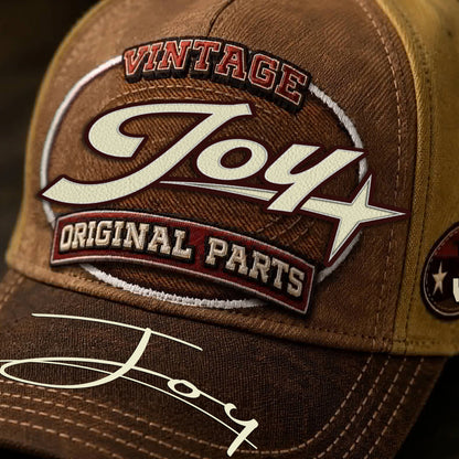 JOY TC02 HH79  Personalized Name Baseball Cap, Vintage Retro Hat, Custom Gift for Him & Her