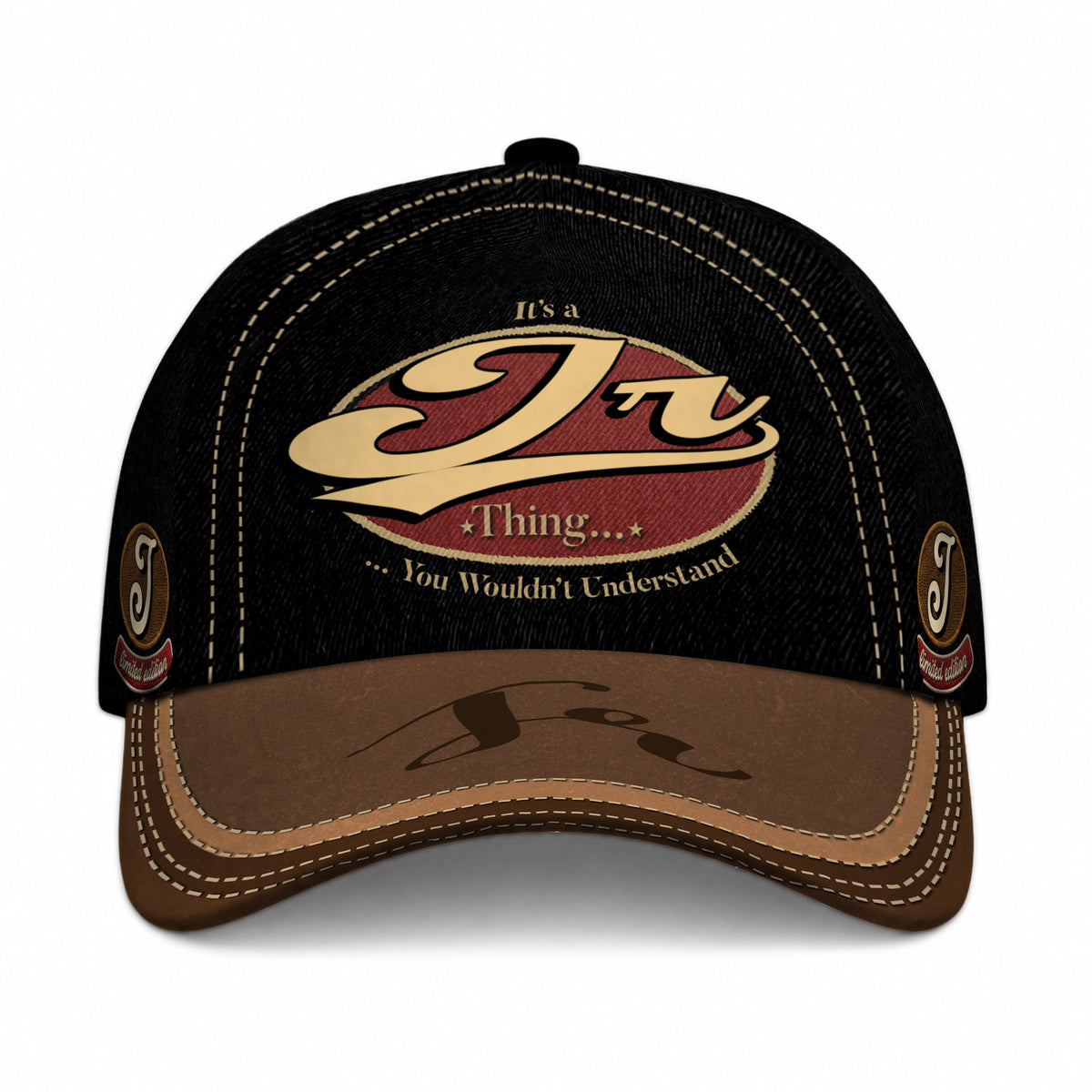 JR  TC06 HH79 Personalized Distressed Baseball Cap, Custom Retro Trucker Hat, Statement Dad Cap