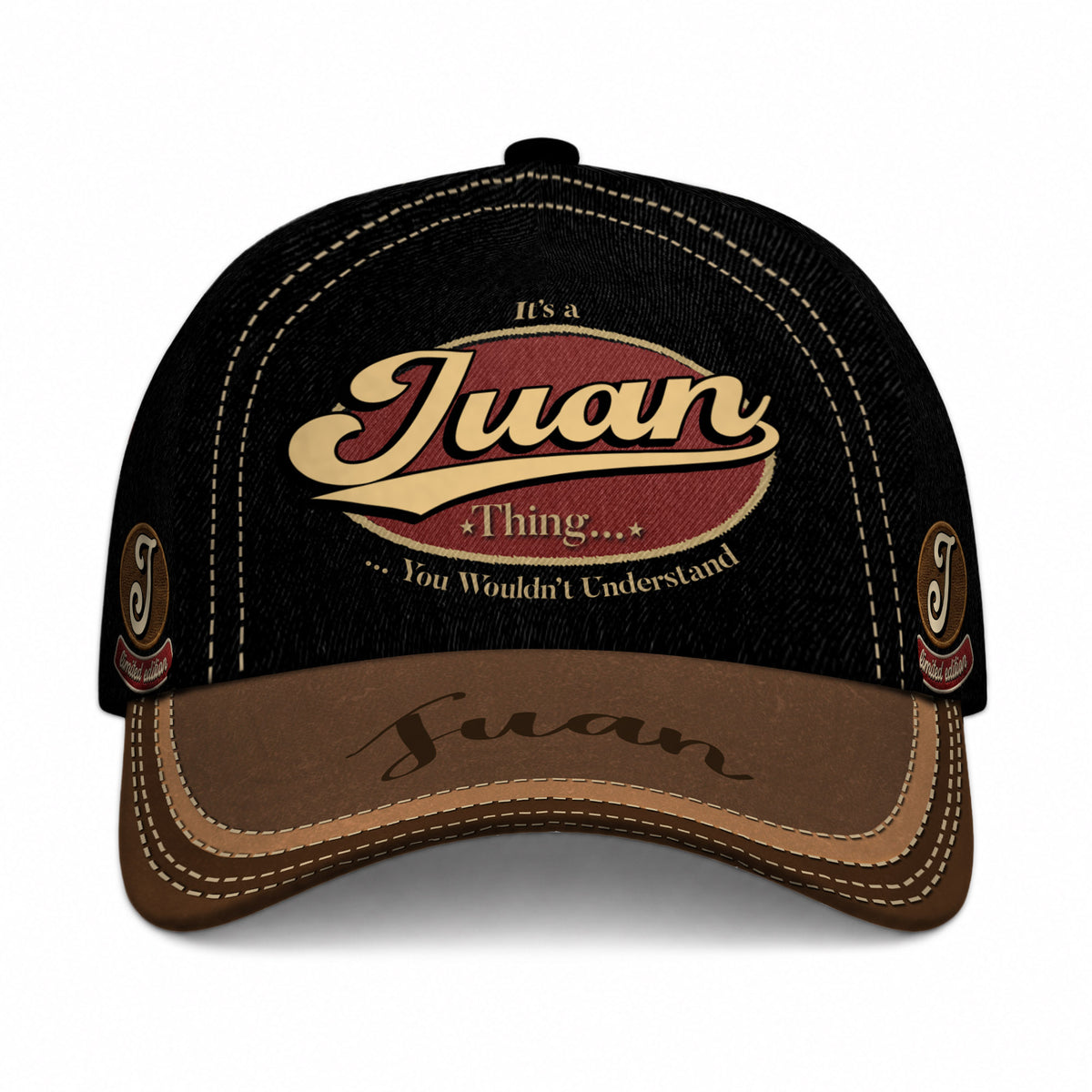 JUAN  TC06 HH79 Personalized Distressed Baseball Cap, Custom Retro Trucker Hat, Statement Dad Cap