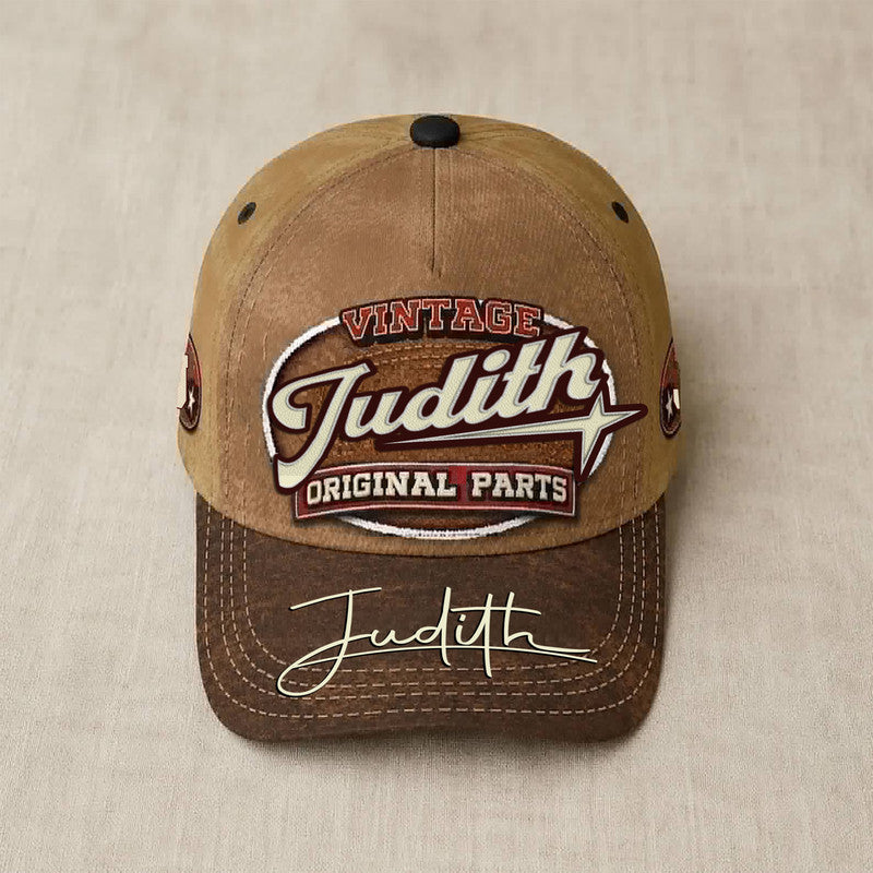 JUDITH TC02 HH79  Personalized Name Baseball Cap, Vintage Retro Hat, Custom Gift for Him & Her