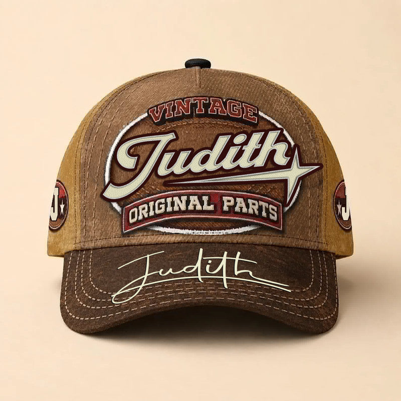 JUDITH TC02 HH79  Personalized Name Baseball Cap, Vintage Retro Hat, Custom Gift for Him & Her
