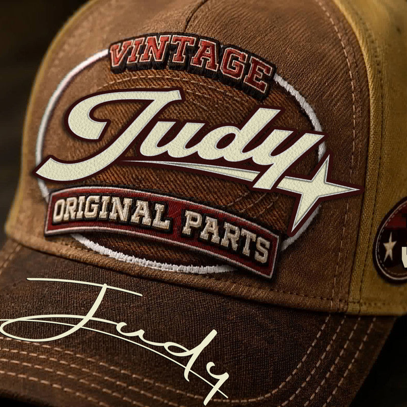 JUDY TC02 HH79  Personalized Name Baseball Cap, Vintage Retro Hat, Custom Gift for Him & Her