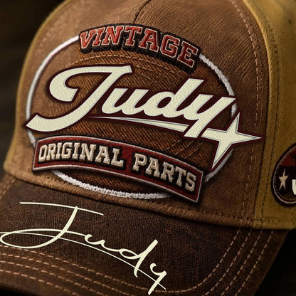 JUDY TC02 HH79  Personalized Name Baseball Cap, Vintage Retro Hat, Custom Gift for Him & Her