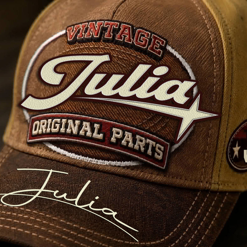 JULIA TC02 HH79  Personalized Name Baseball Cap, Vintage Retro Hat, Custom Gift for Him & Her