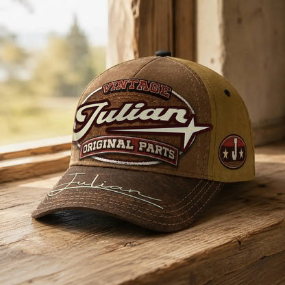 JULIAN TC02 HH79  Personalized Name Baseball Cap, Vintage Retro Hat, Custom Gift for Him & Her