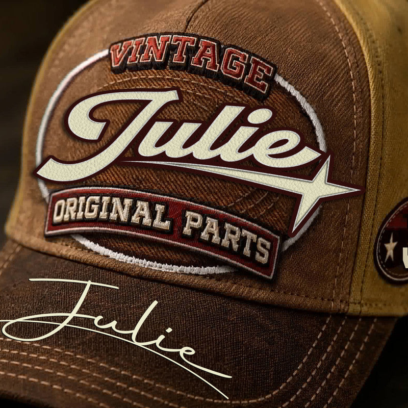 JULIE TC02 HH79  Personalized Name Baseball Cap, Vintage Retro Hat, Custom Gift for Him & Her