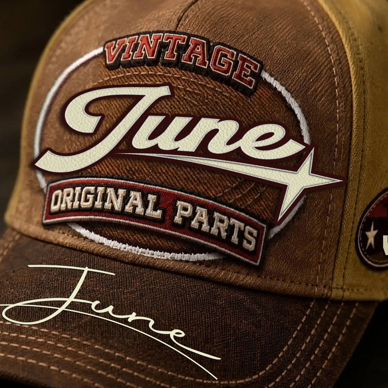 JUNE TC02 HH79  Personalized Name Baseball Cap, Vintage Retro Hat, Custom Gift for Him & Her