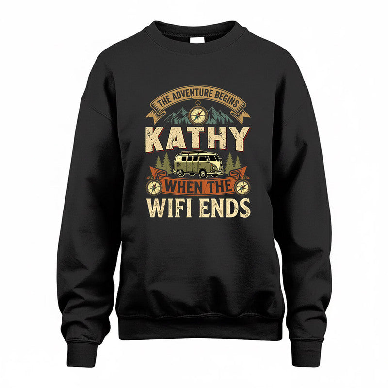 KATHY TT898-K6-229 – Personalized Funny Camping Quote Apparel “The Adventure Begins When The WiFi Ends”