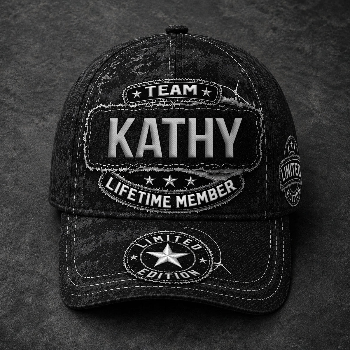KATHY TC03 HH79  Personalized Black Camo Baseball Cap, Custom Name Family Hat