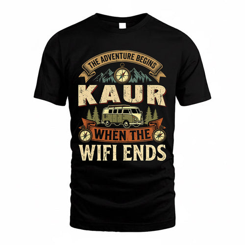 KAUR TT898-K6-229 – Personalized Funny Camping Quote Apparel “The Adventure Begins When The WiFi Ends”
