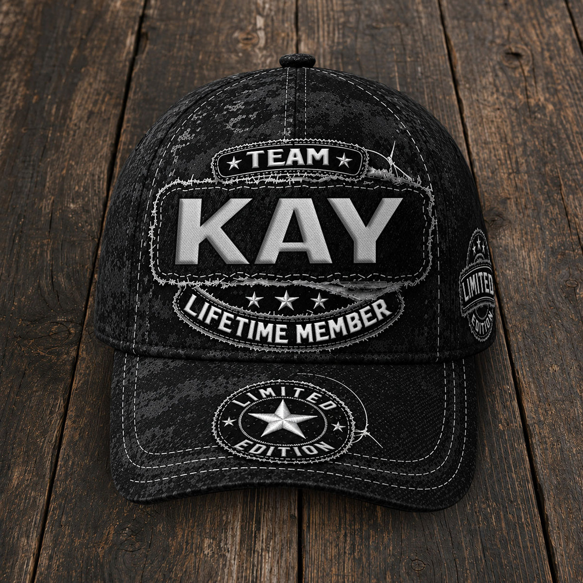 KAY TC03 HH79  Personalized Black Camo Baseball Cap, Custom Name Family Hat
