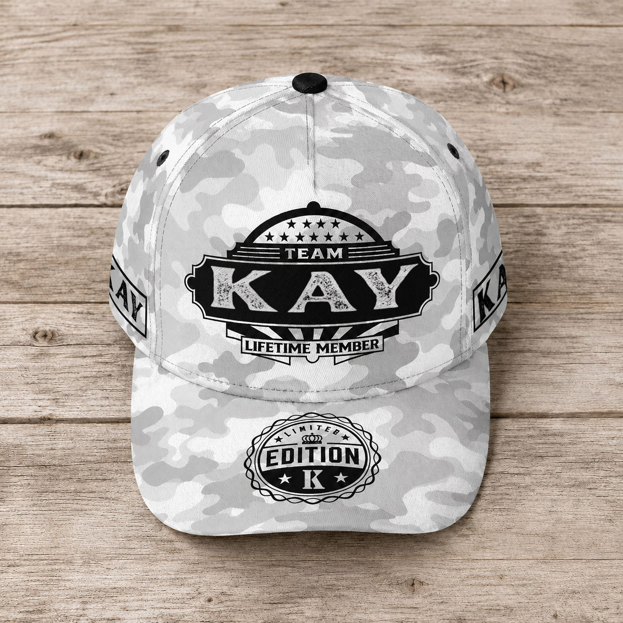KAY TC01 HH79 Team Your Name Hat, Personalized Camo Baseball Cap, Custom Family Gift, Gift for Him Her