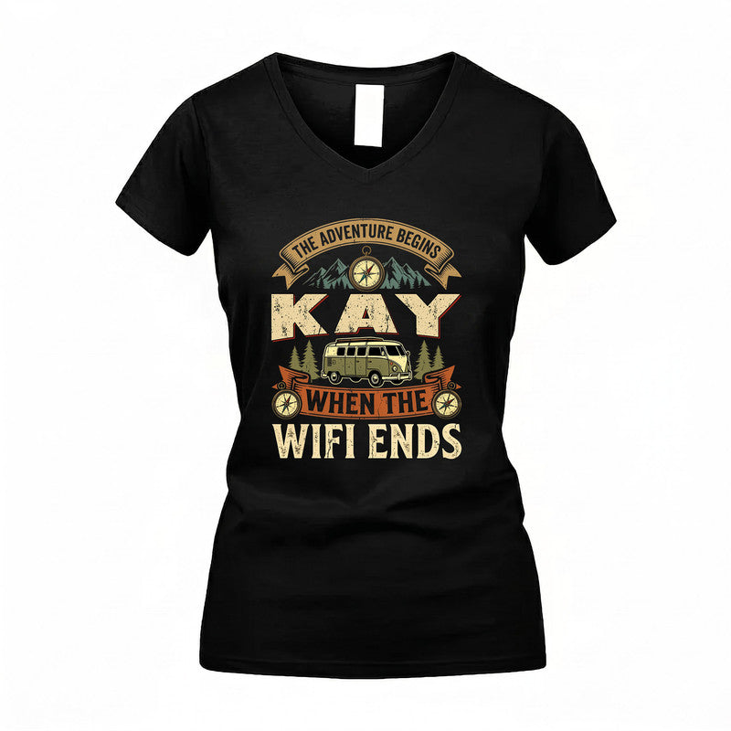 KAY TT898-K6-229 – Personalized Funny Camping Quote Apparel “The Adventure Begins When The WiFi Ends”
