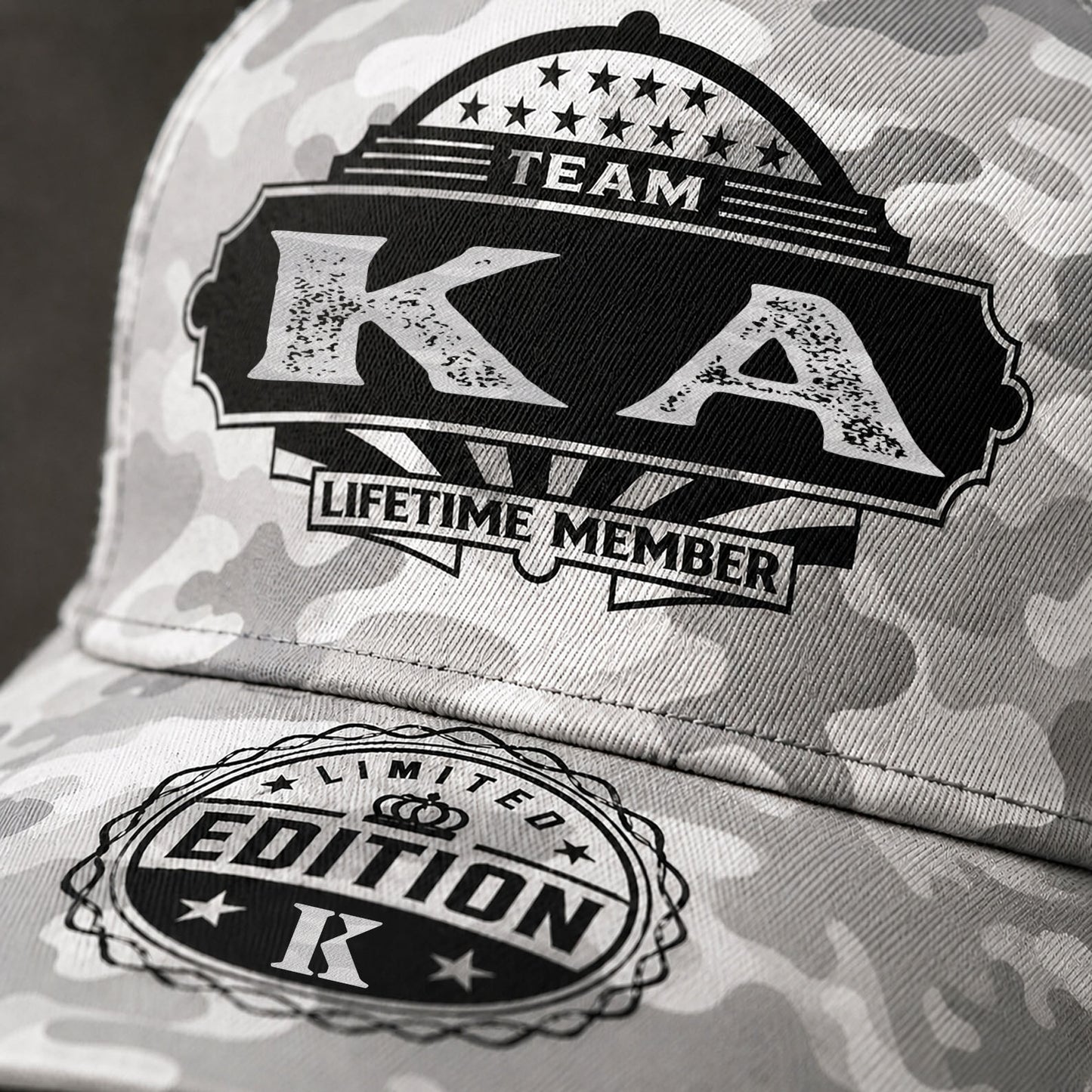 KA TC01 HH79 Team Your Name Hat, Personalized Camo Baseball Cap, Custom Family Gift, Gift for Him Her