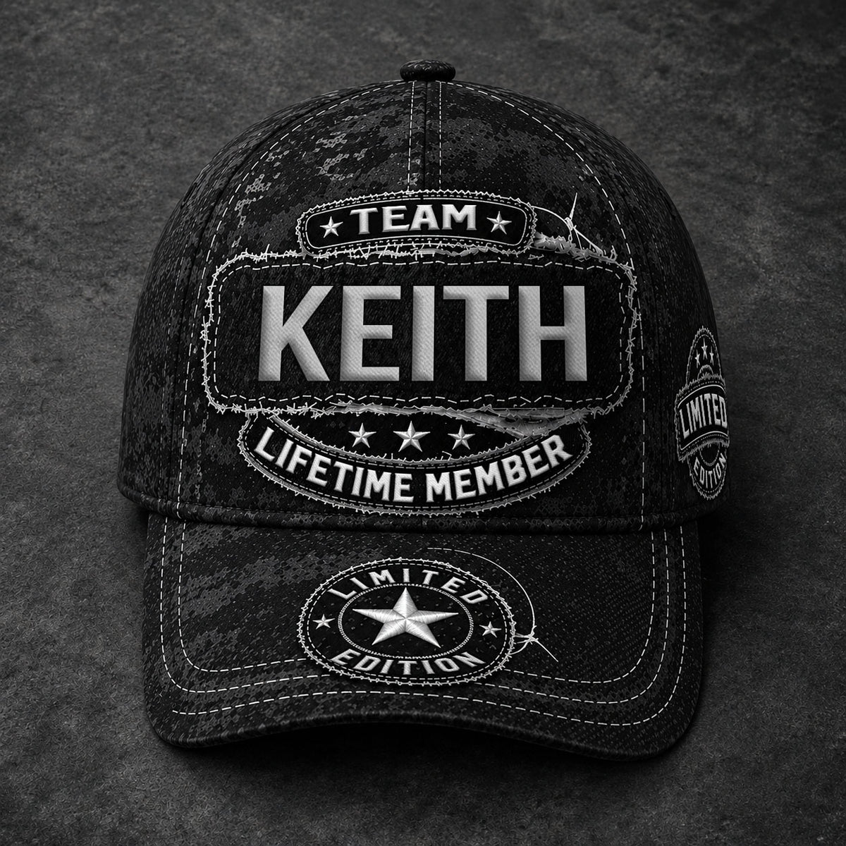 KEITH TC03 HH79  Personalized Black Camo Baseball Cap, Custom Name Family Hat