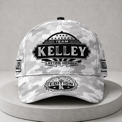 KELLEY TC01 HH79 Team Your Name Hat, Personalized Camo Baseball Cap, Custom Family Gift, Gift for Him Her