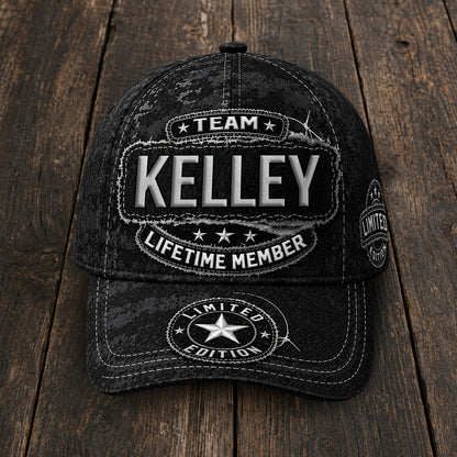 KELLEY TC03 HH79  Personalized Black Camo Baseball Cap, Custom Name Family Hat