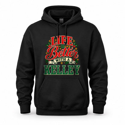 KELLEY HH-F011 Personalized Name Christmas Shirt – “Life Is Better With a Custom Name” Funny Christmas Gift, Custom Holiday Apparel