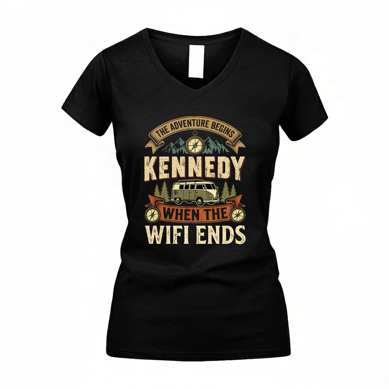KENNEDY TT898-K6-229 – Personalized Funny Camping Quote Apparel “The Adventure Begins When The WiFi Ends”