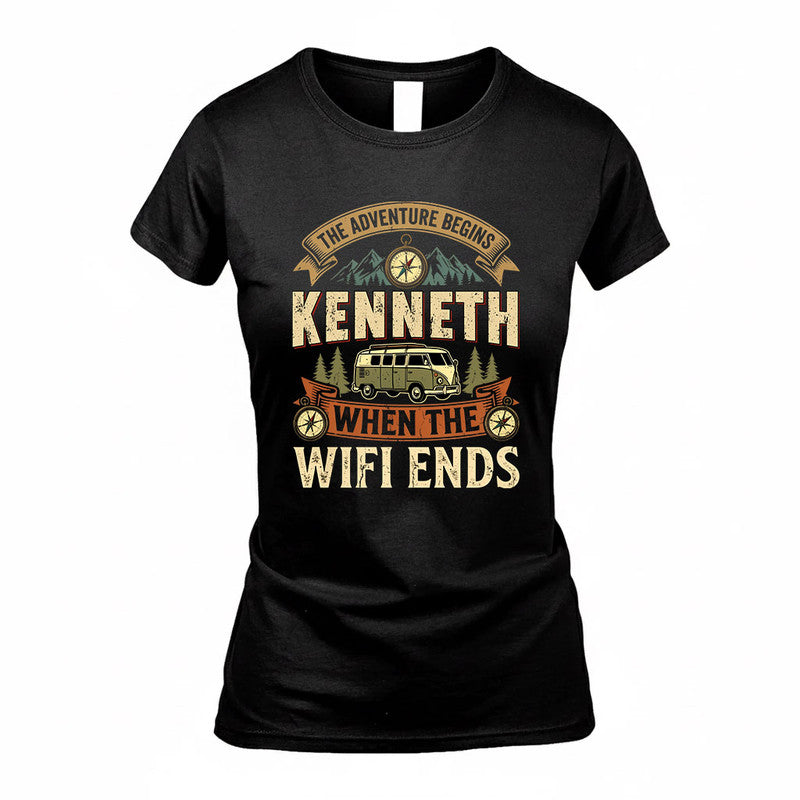 KENNETH TT898-K6-229 – Personalized Funny Camping Quote Apparel “The Adventure Begins When The WiFi Ends”
