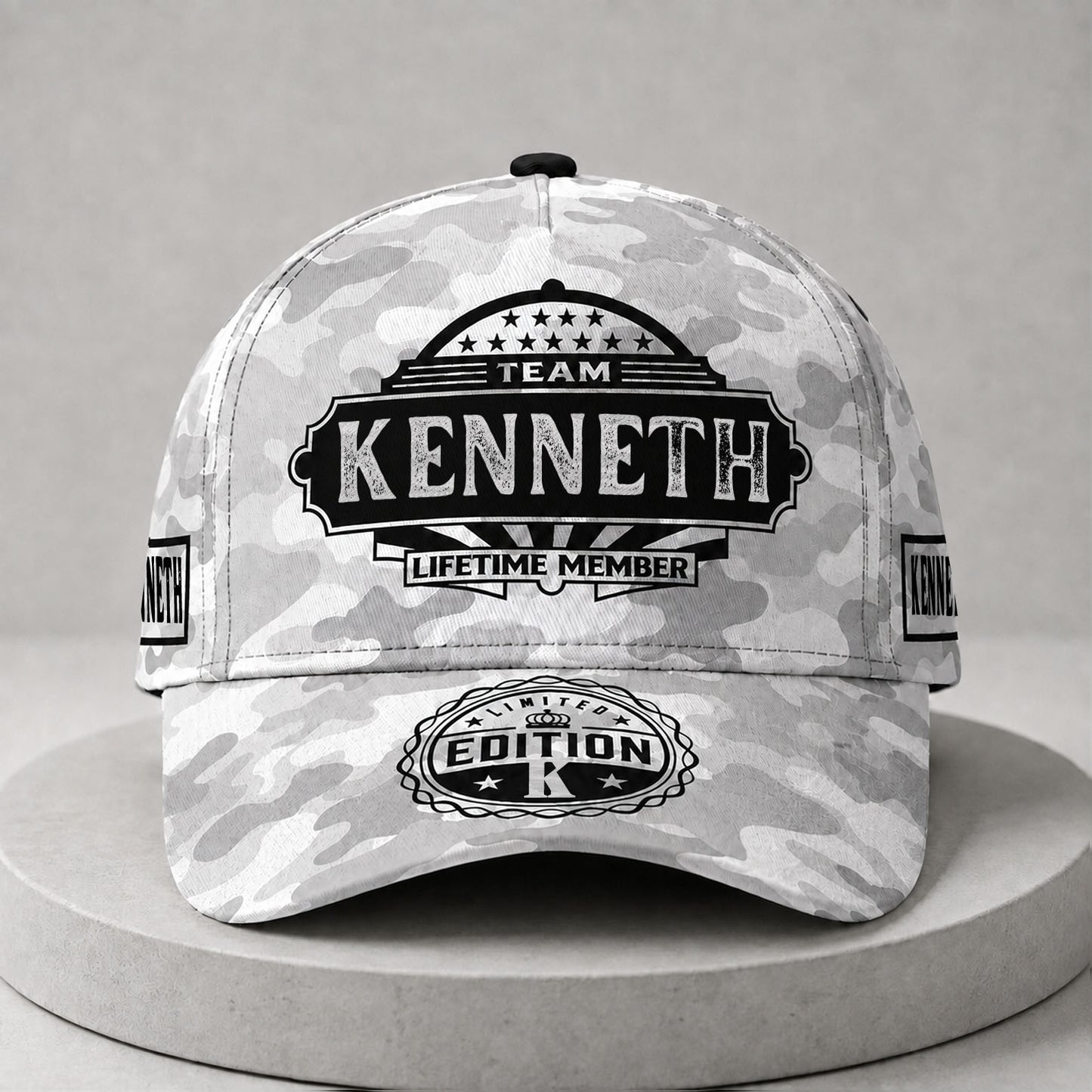 KENNETH TC01 HH79 Team Your Name Hat, Personalized Camo Baseball Cap, Custom Family Gift, Gift for Him Her