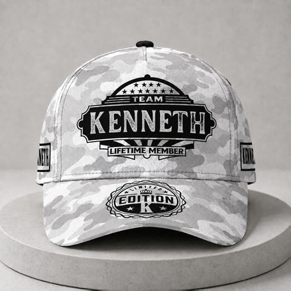 KENNETH TC01 HH79 Team Your Name Hat, Personalized Camo Baseball Cap, Custom Family Gift, Gift for Him Her