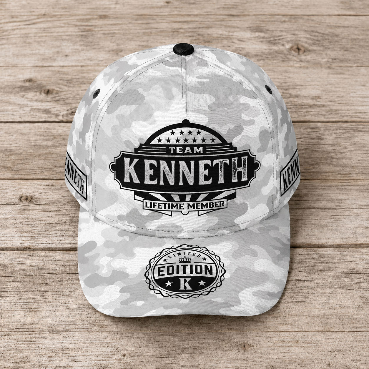 KENNETH TC01 HH79 Team Your Name Hat, Personalized Camo Baseball Cap, Custom Family Gift, Gift for Him Her